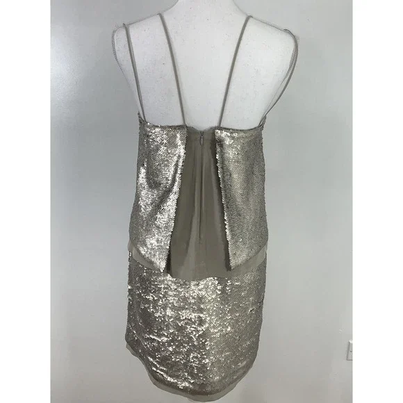 BANANA REPUBLIC Strappy Sequin SILVER Dress Size 2 NEW - Picture 3 of 6